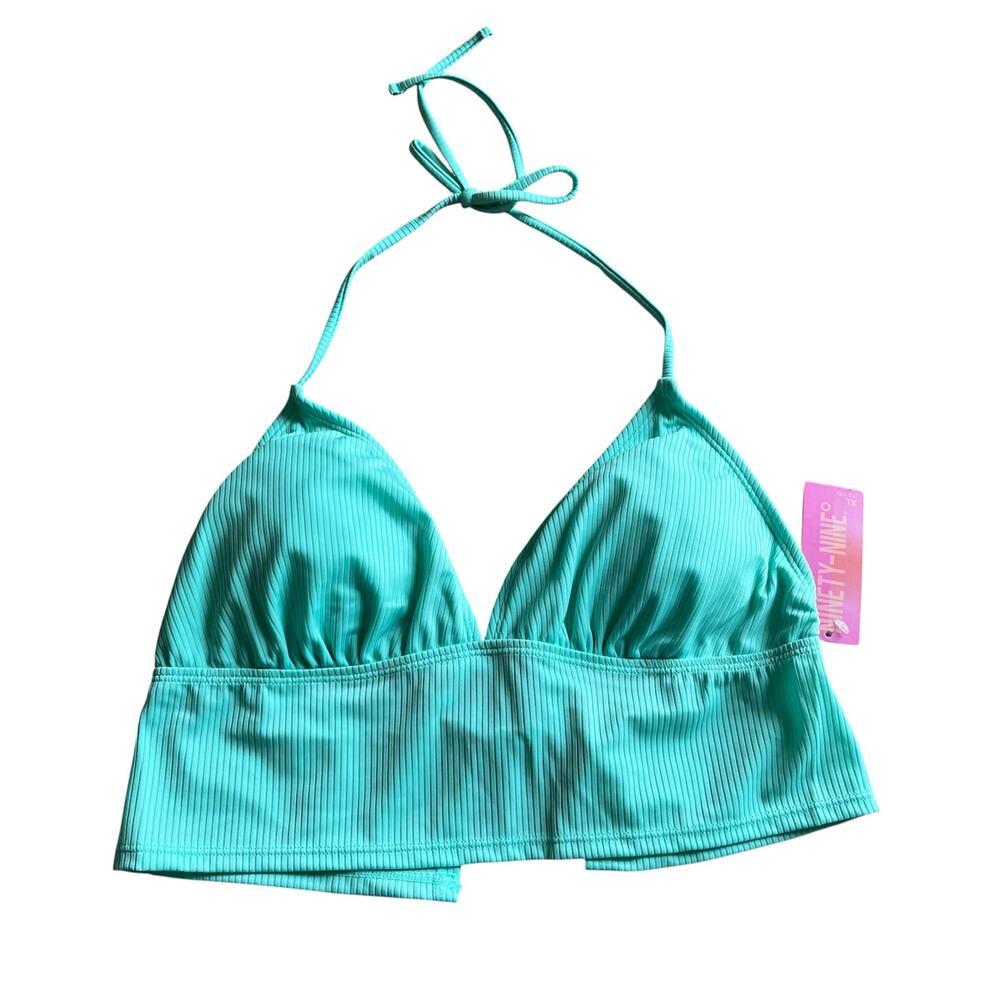 NWT! Juniors' Ninety-Nine° Mint Apron Crop Tankini Swim Top Size X-Large